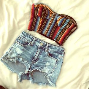 Aztec zip up crop top!